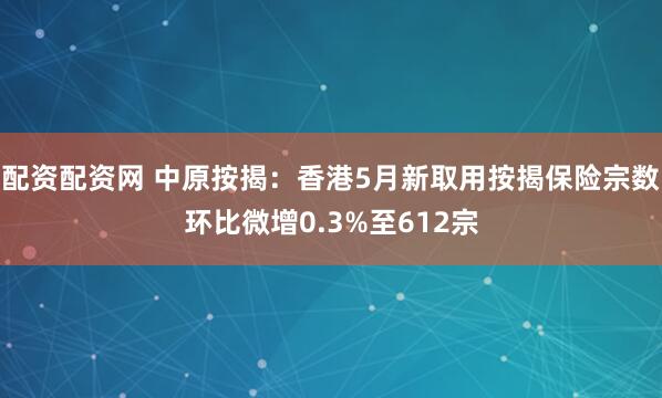 配资配资网 中原按揭：香港5月新取用按揭保险宗数环比微增0.3%至612宗